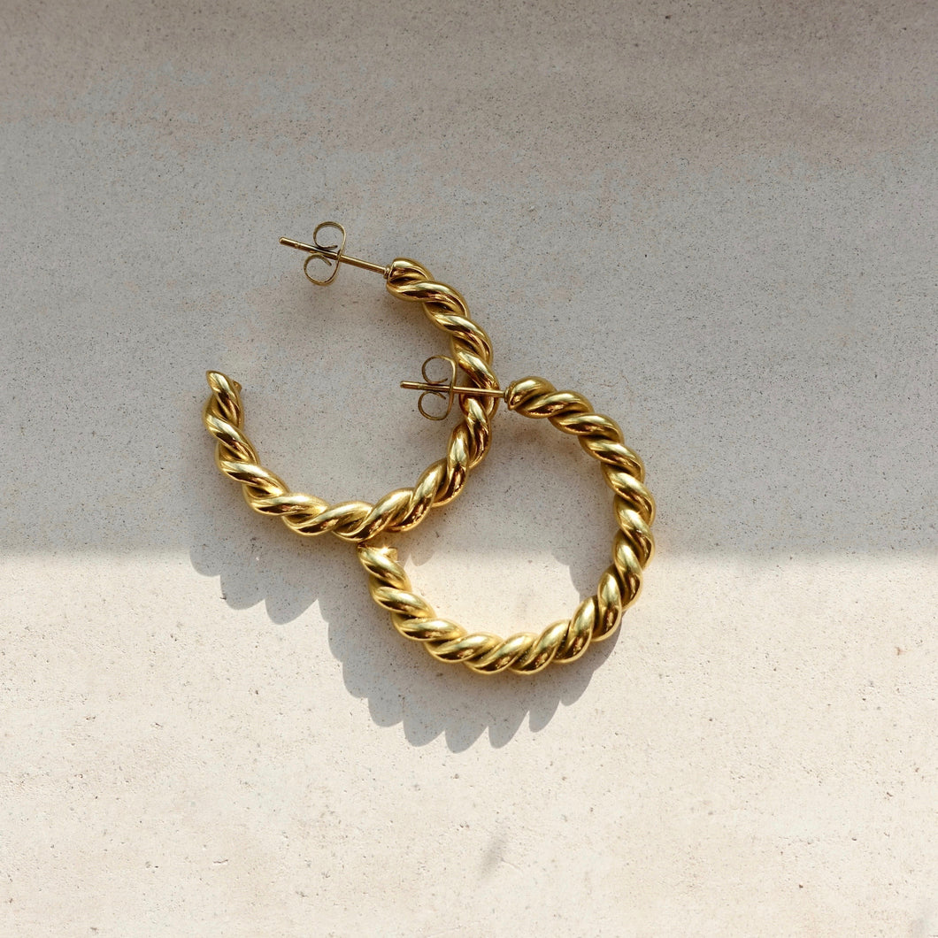 Twisted Gold Hoop Earrings