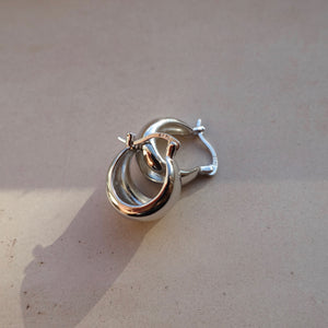 Small Chunky Sterling Silver Hoops